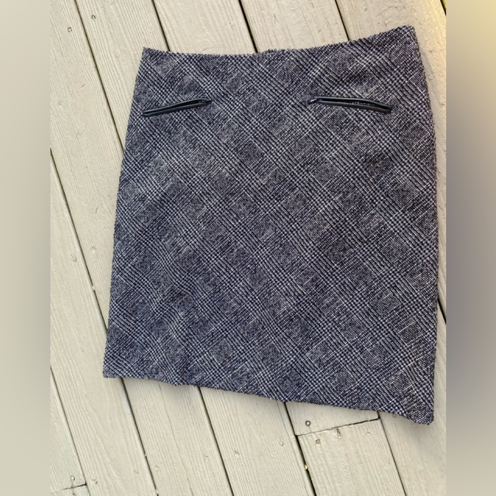 Talbots - Elegant Black & Gray Tweed Midi Skirt, Size: 14P